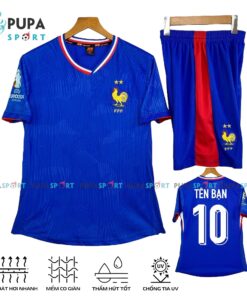 Bộ Đồ Đá Banh Hd, Tuyển Pháp Màu Xanh, Vải Mè Hàn Cho Nam Nữ