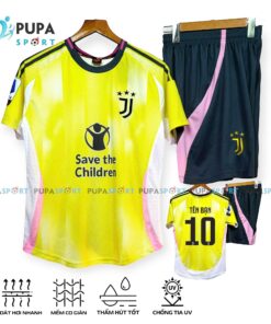 Bộ Đồ Đá Banh Hd, Clb Ju Ver Tus Màu Vàng, Vải Mè Hàn Cho Nam Nữ, Có In Tên Unisex Sport